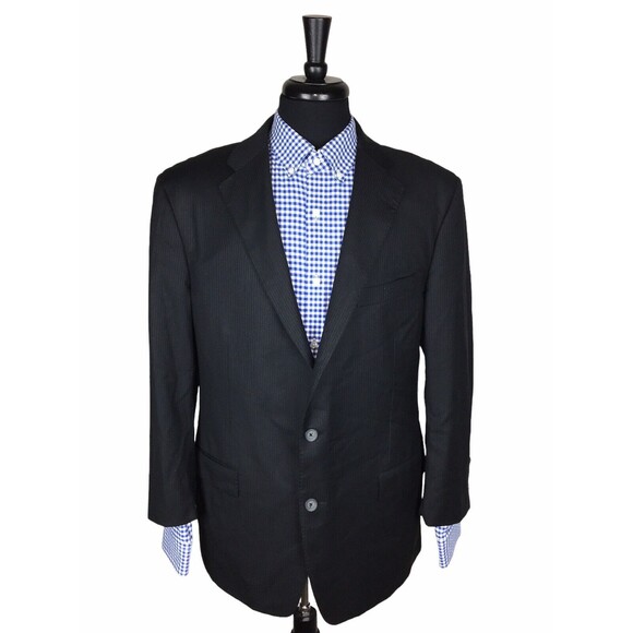 Samuelsohn Performance Black Striped Super 120 Wool Sport Coat Blazer 44R